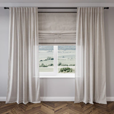 Linen blind with roman blind — Ver 2