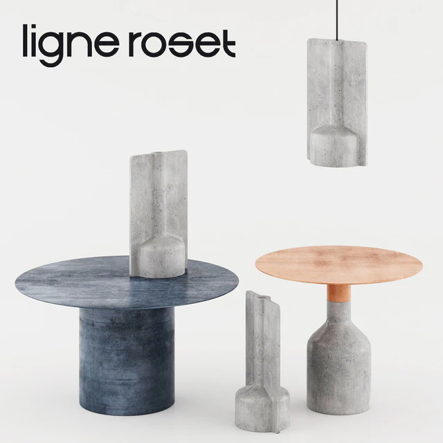 Ligne Roset: coffee tables Oxydation + Terracota lamp & vase — Descargar