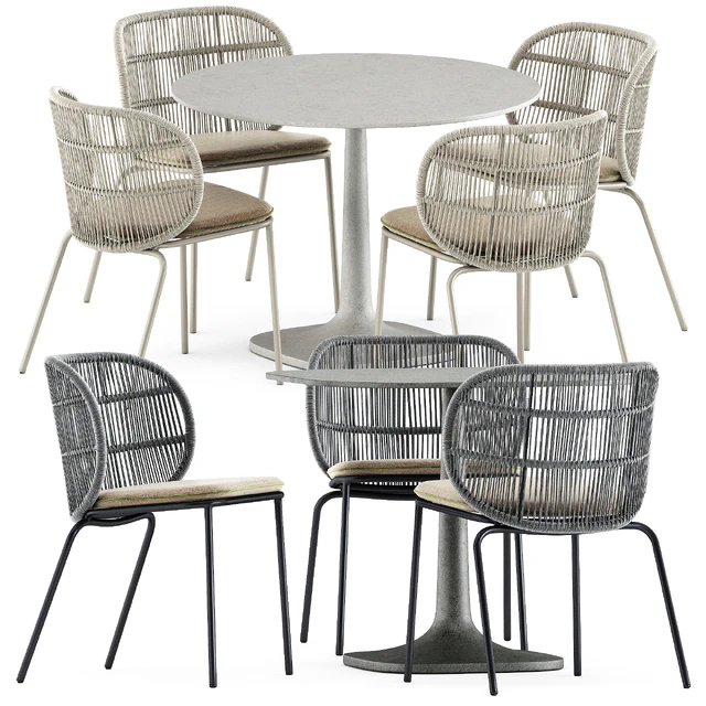 Kodo dining chairs by Vincent Sheppard and Fiore Outdoor table by bebitalia — Скачать