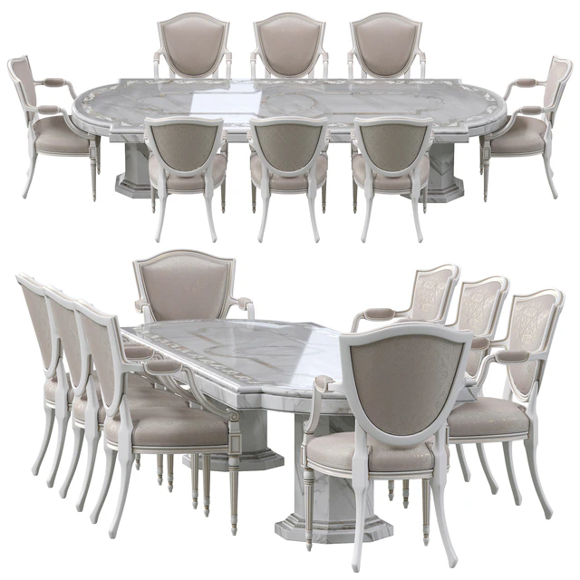 Classic dining chair and marble table — Скачать
