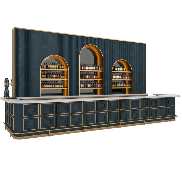 Restaurant Bar set 06 LOFT Gold & Dark Blue — Скачать