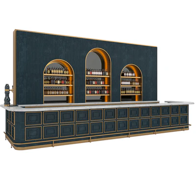 Restaurant Bar set 06 LOFT Gold & Dark Blue — Вид 1