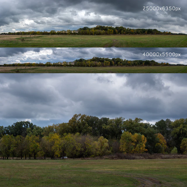 Cloudy panorama with autumn trees. 2 pcs — Descargar
