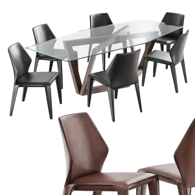 Dining set natuzzi frida chair C014 hex table E015 — Descargar