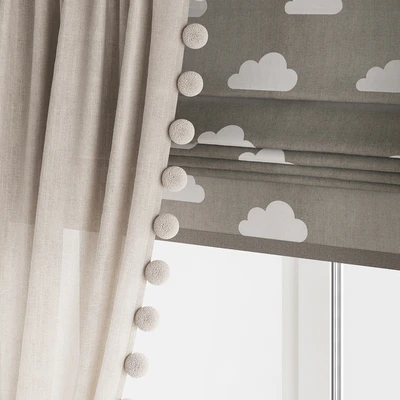 Curtains for the nursery ZS01 with pompoms — View 2