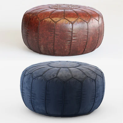 Vintage Round Moroccan Chocolate Brown Leather Pouf Hand Tooled In Marrakech — descargar