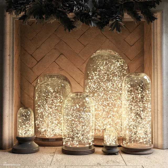 RH French Glass Cloche and Starry string lights — Descargar