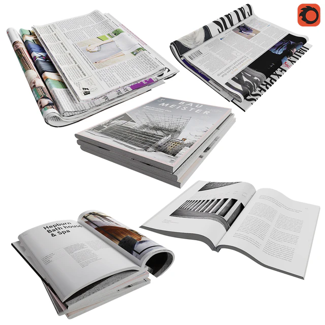 Newspaper box and set of magazines and newspapers — Descargar