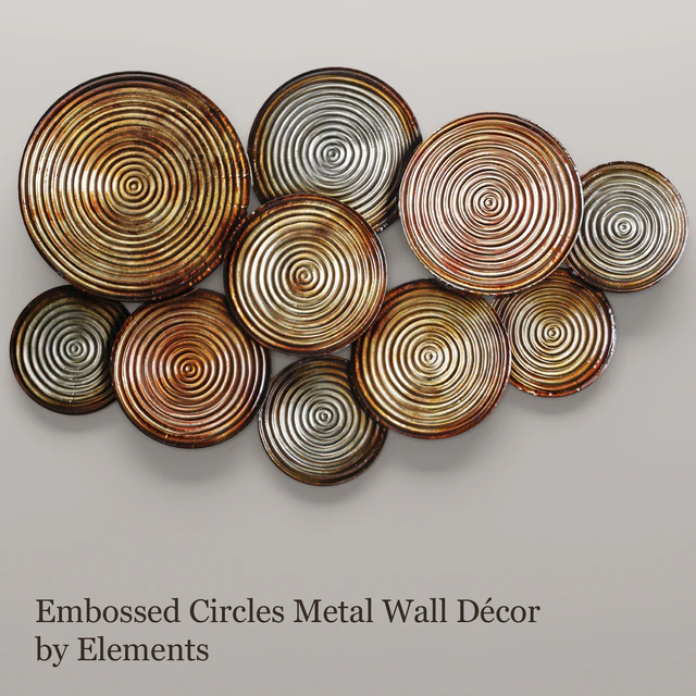Embossed Circles Metal Wall Décor by Elements, wall decor, panels, discs, circles, wall decor, panel, loft, decor — Descargar