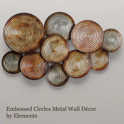 Embossed Circles Metal Wall Décor by Elements, wall decor, panels, discs, circles, wall decor, panel, loft, decor — Ver 1