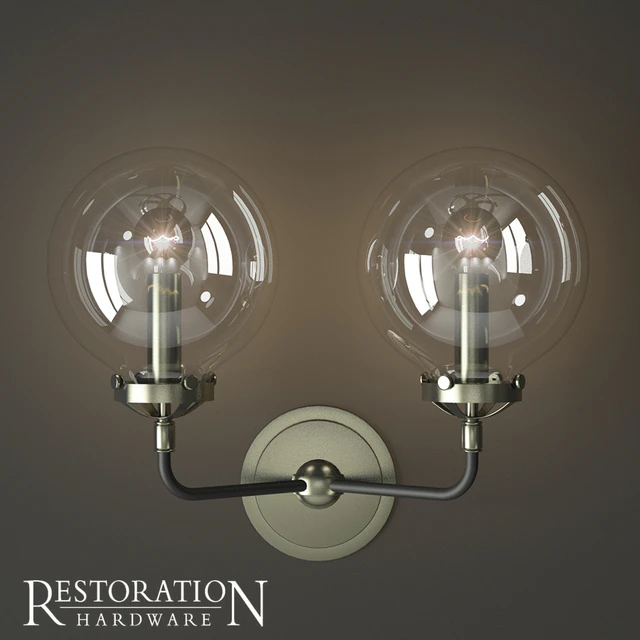 Rh bistro globe clear glass double sconce — Descargar