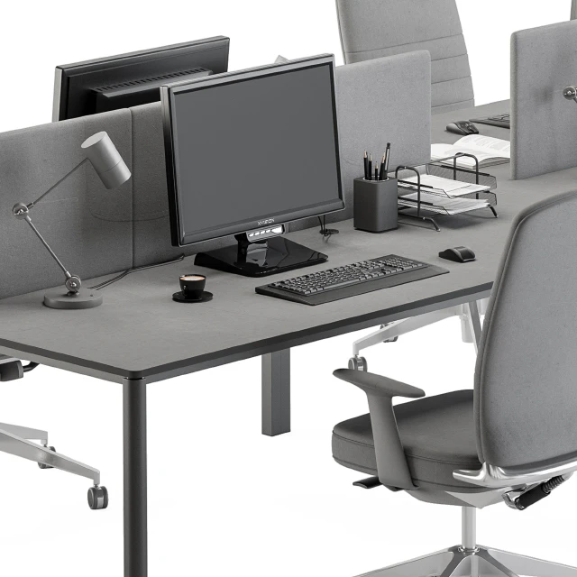 employee Desk Gray Set - Office Furniture 237 — Descargar