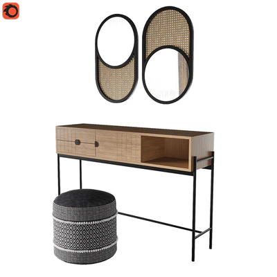Clara console, Curico pouf, Waska mirror — Ver 2