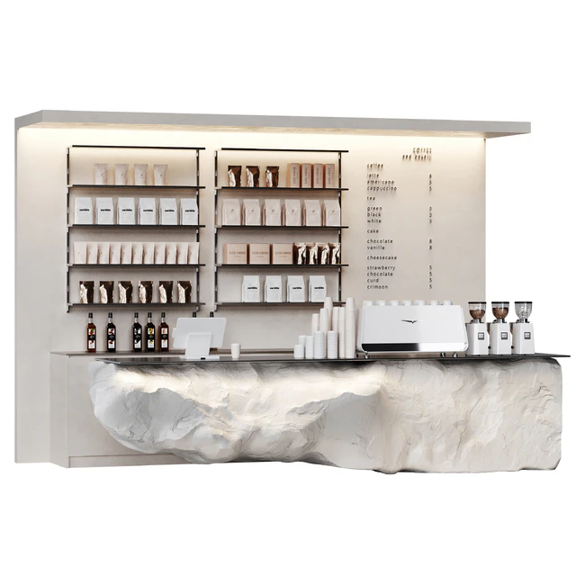 Coffee shop with a natural stone bar — Скачать