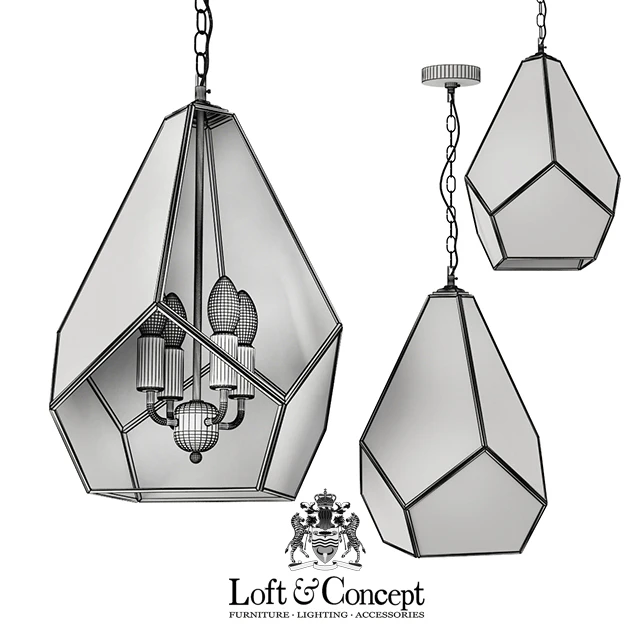 Chandelier GEOMETRY GLASS LIGHT PENDANT MILK 4 — Descargar