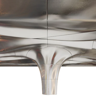 Wavy ceiling with column in three materials — Ver 2