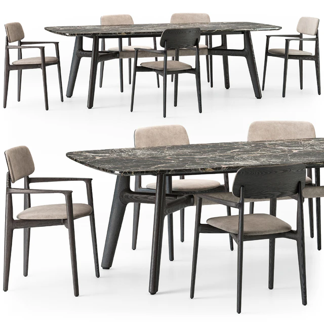 Poliform Curve dining table armchair set — Скачать