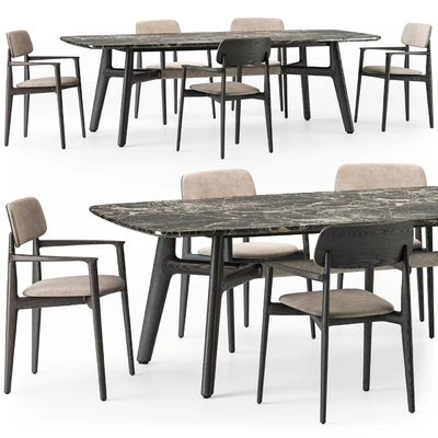 Poliform Curve dining table armchair set — Вид 1