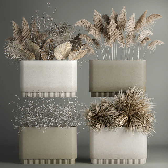 Collection of plant bouquets of dried flowers, moonflower, dry palm branches, dry grass, natural decor .1121. — Descargar