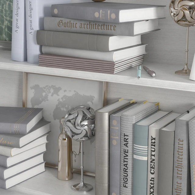 A set of books with a decor in bright tones on the shelves — Descargar