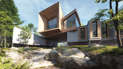 vol. 032 a modern house in the forest — Descargar