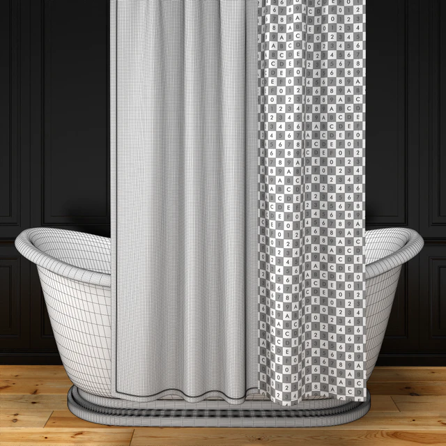 Alice bath + shower curtain + oval rail N2 — Descargar