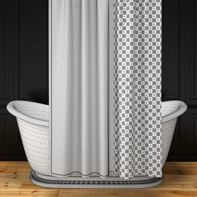 Alice bath + shower curtain + oval rail N2 — Ver 2