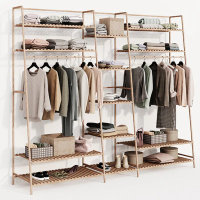 Clothes wardrobe wooden rack — download