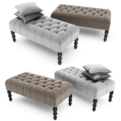 Footstool Upholstered with buttons — Ver 1