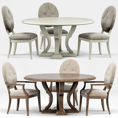 Clarke Oval Dining Chair, Michaela Round Dining Table — Ver 1