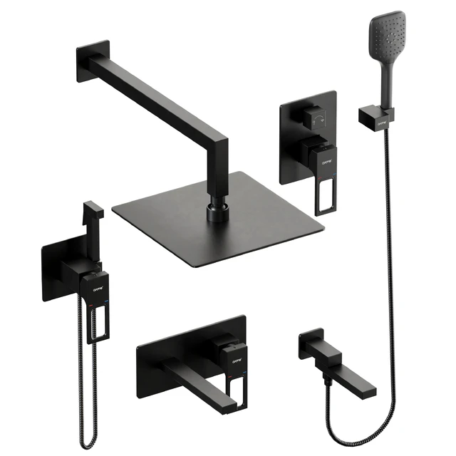 Gappo Shower Set Black Wall Mounted 001 — Download