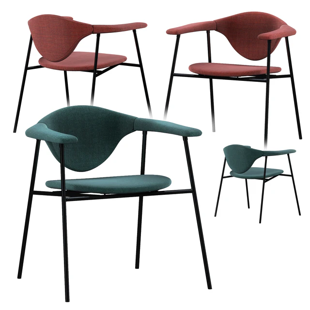 GUBI Masculo Chair with steel and base 4 legs — Descargar