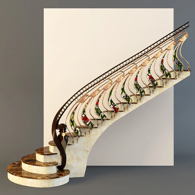 Stairs with golden handrail — Ver 2