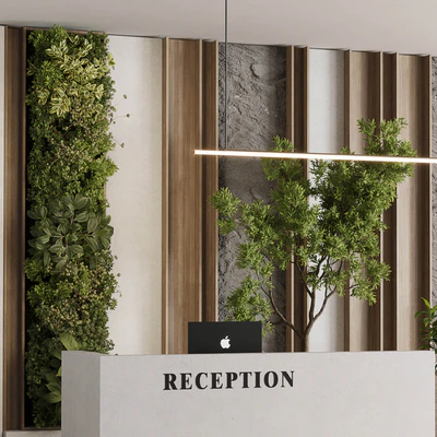Reception Desk and Wall decor - office furniture 22 vray — Ver 2
