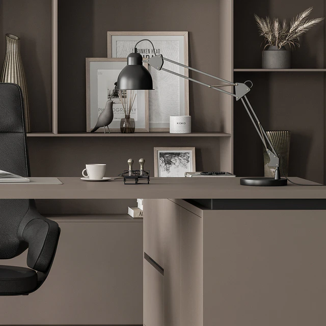 Boss Desk and Library Black and Beige - Office Furniture 315 — Скачать