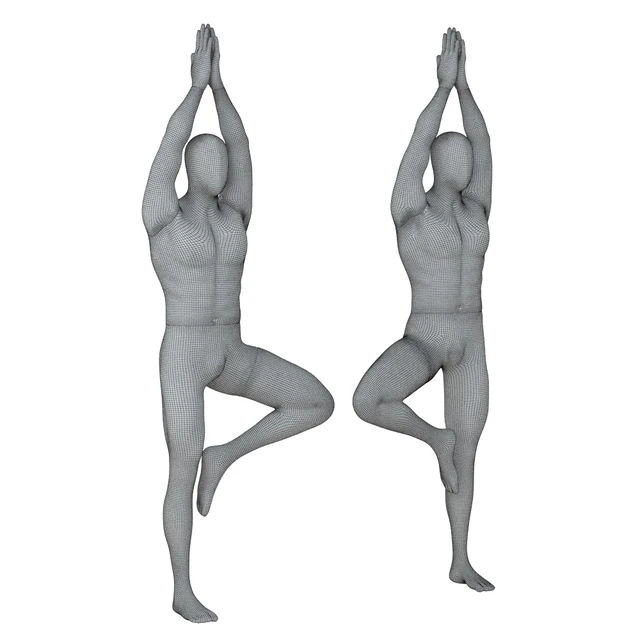 Male abstract mannequin stands in yoga pose 109 — Descargar