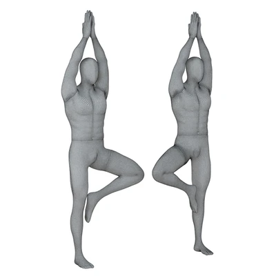 Male abstract mannequin stands in yoga pose 109 — Ver 2