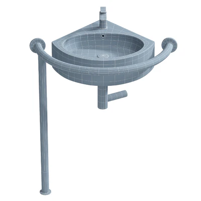 Sink DS IF35 corner 450x400x120 mm with handrail (right) and DS3 mixer Equipment for the disabled — Ver 2