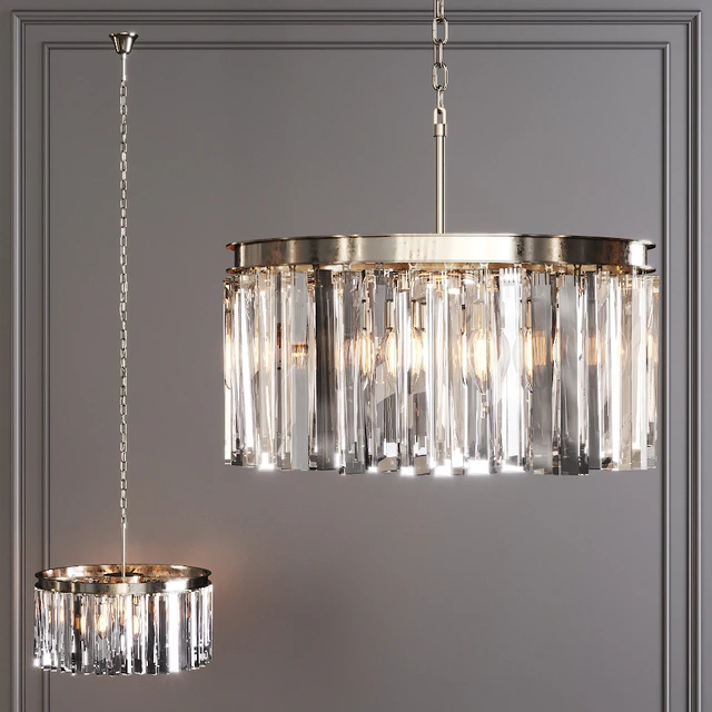Restoration Hardware 1920S ODEON RHYS CLEAR GLASS PRISM ROUND CHANDELIER 20 Nickel — Скачать