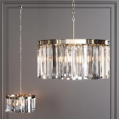 Restoration Hardware 1920S ODEON RHYS CLEAR GLASS PRISM ROUND CHANDELIER 20 Nickel — Вид 1