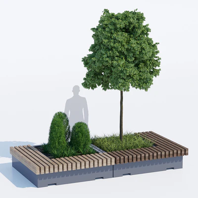 Big green benches tree — Вид 1