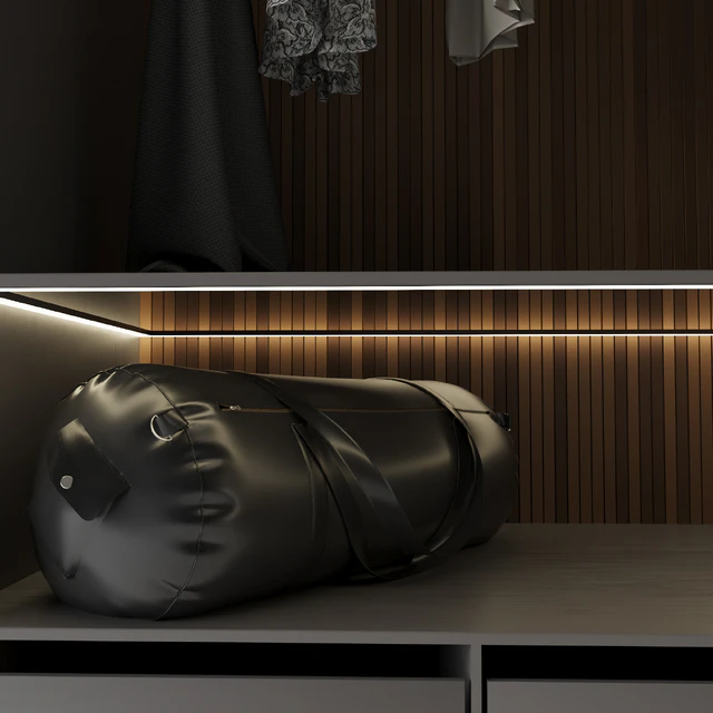 Brown Wardrobe Walk-in Closet Black Glass Door Simple and Luxury — Descargar