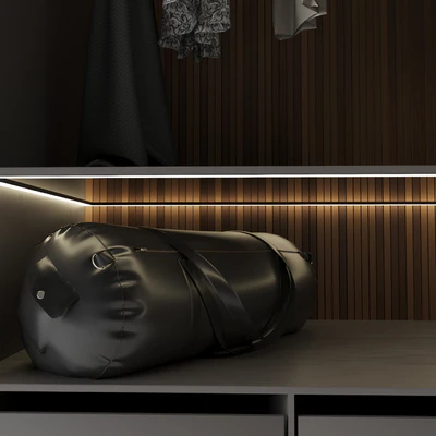 Brown Wardrobe Walk-in Closet Black Glass Door Simple and Luxury — Ver 2