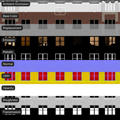 beaux arts multi story brick facade aerial texture red — Вид 2