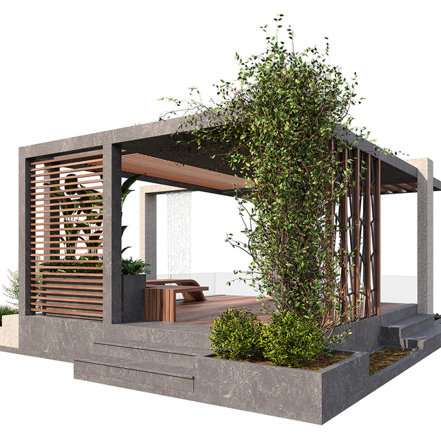 Pergola With Water & Plants — Descargar