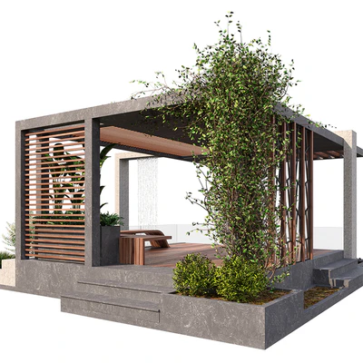 Pergola With Water & Plants — Ver 2