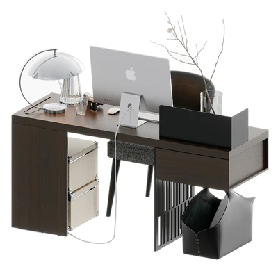 Table Molteni SCRIBA  Home Office, Armchair Minotti Lawson, IMAC — Ver 2