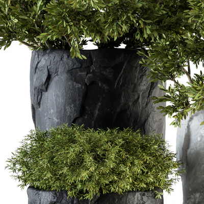 Outdoor Plants tree in Rock Pot - Set 136 — Вид 2