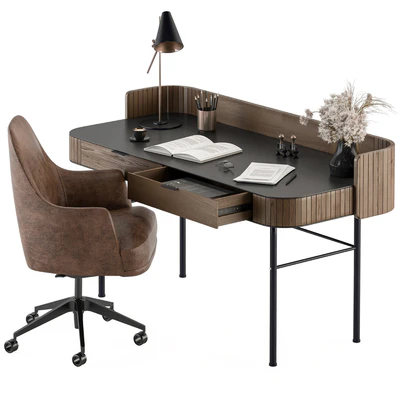 Home Office Wood and Black Table - Office Furniture 292 — Ver 1