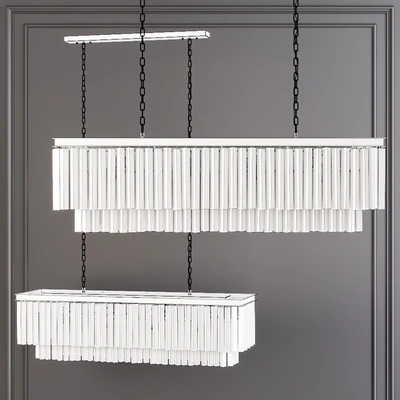 Restoration Hardware 1920S ODEON CLEAR GLASS FRINGE RECTANGULAR CHANDELIER 49 Black — Ver 2